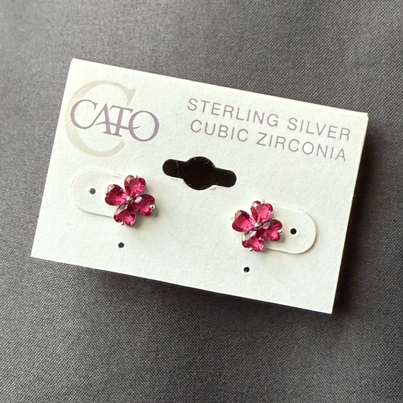 Cato Jewelry - Cato Fashion Sterling Silver Cubic Zirconia  Flower Earrings